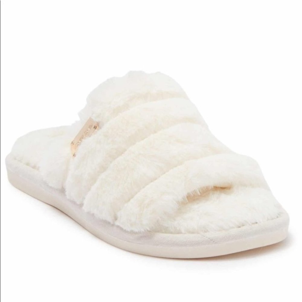 Bebe Sadia Faux Fur Slide Slipper Size 9 NEW